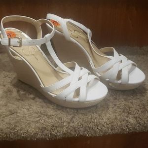 Jessica Simpson Wedge White Sandal 9 1/2 New